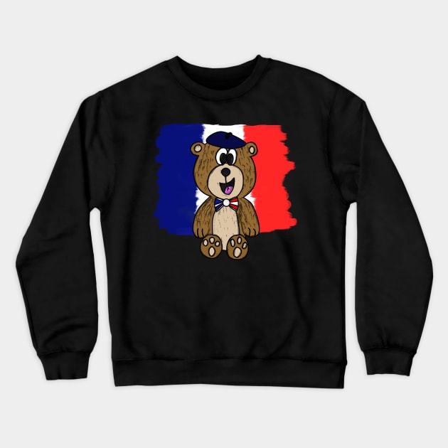 Bastille Day 14 July French Bear Tricolore Funny Crewneck Sweatshirt by doodlerob